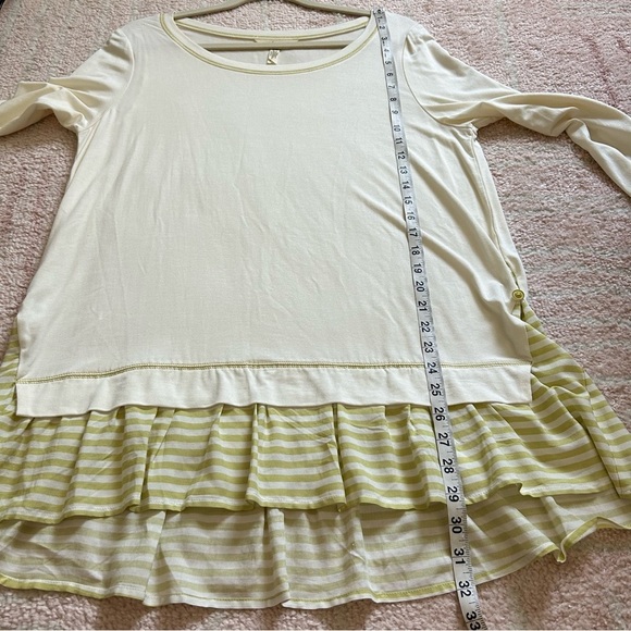 Matilda Jane Cream Long Sleeve Tee With Cream and Green Ruffle Hem Size Large - Picture 9 of 11